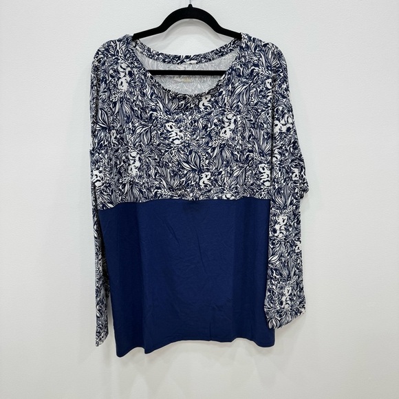 Lilly Pulitzer Finn Top High Tide Navy Gday Mate Long Sleeve Top, size XXL - Picture 3 of 7